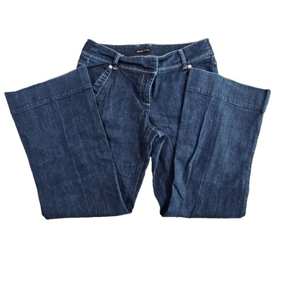 New York & Company Jeans Women's Size 12 (W36 L30) Flare Leg Dark Wash Boho Y2K - Picture 2 of 16